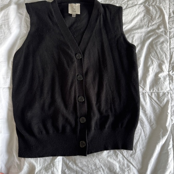 Black Button-Up Knit Sweater Vest | Women's Size Small | Classic Layering Piece - Picture 6 of 9